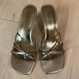 Rampage, gold, heeled, sandals